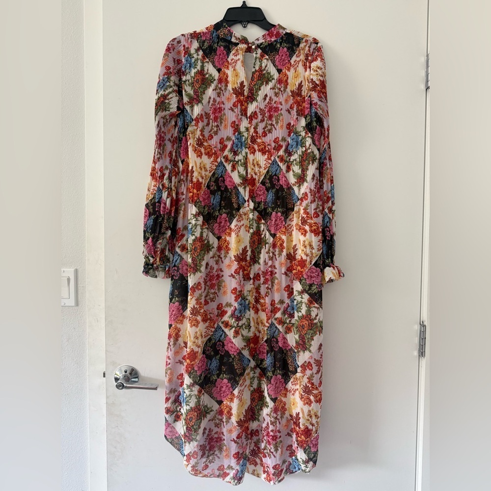 Anthropologie Shara Floral Pleated Printed Midi Dress Size M - Picture 3 of 5